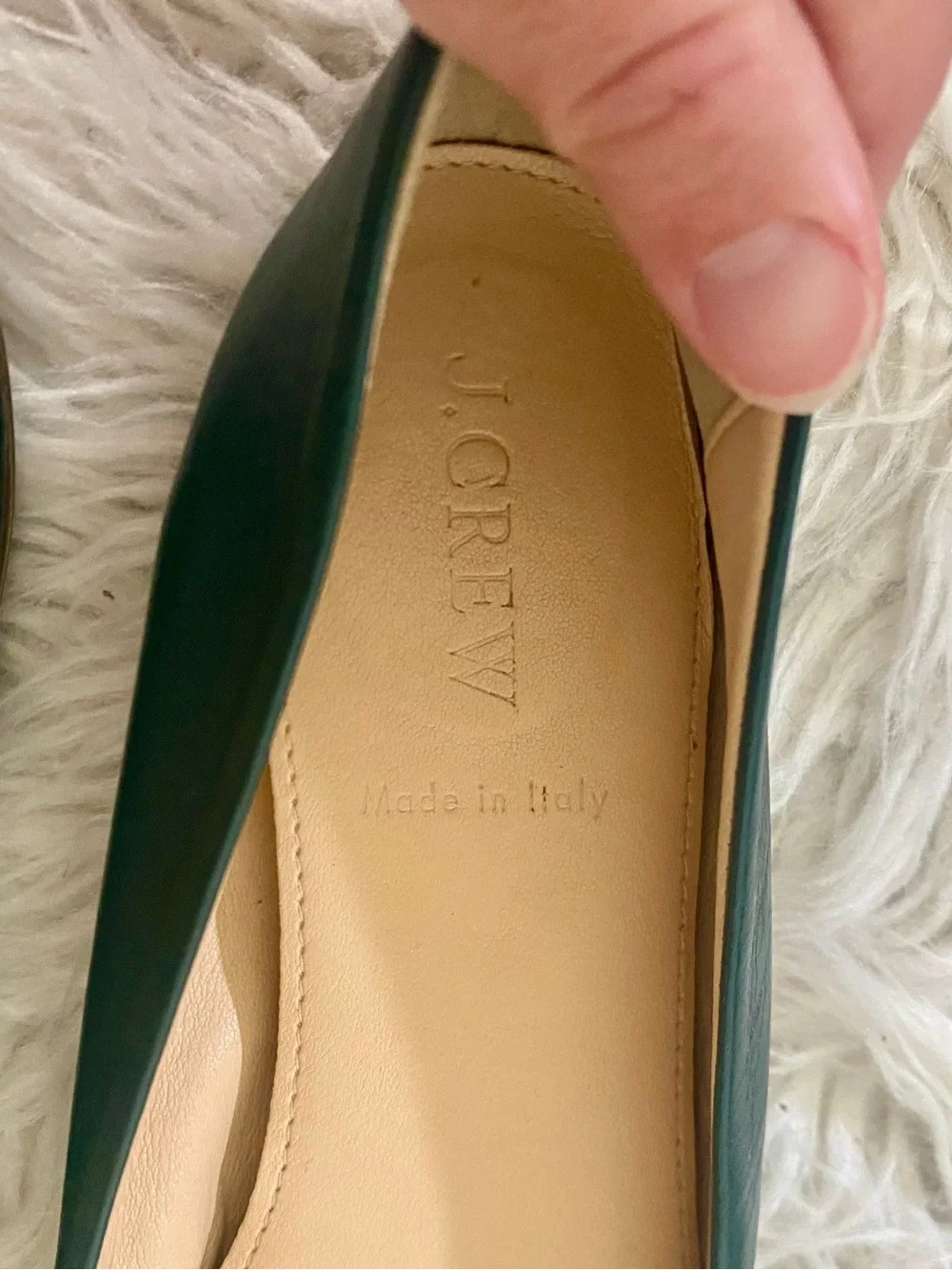 J. Crew Women's Cece Ballet Flat Shoe Size 7 Green Leather Slip On